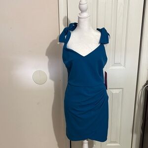 Betsey Johnson Teal Mini Dress with Bow Straps